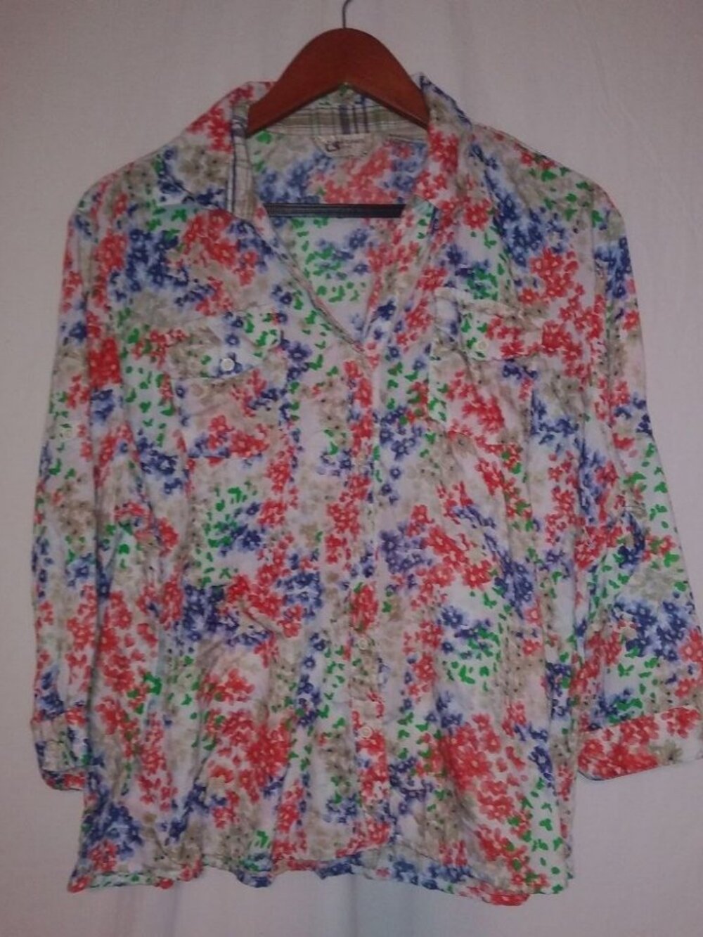 Lemon Grass XLP Red Blue Flowers Top Petite